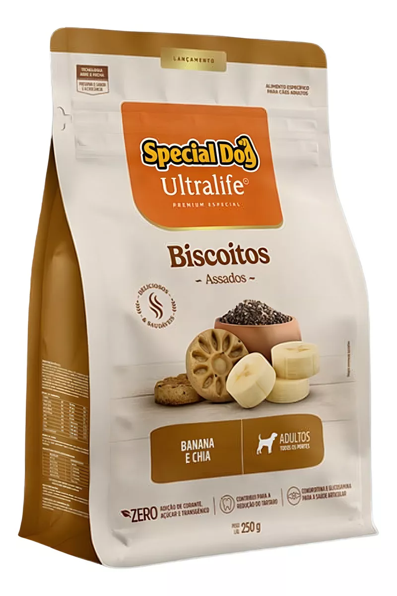 Cookie Biscoito Banana E Chia Cães Adultos Special Dog 250g