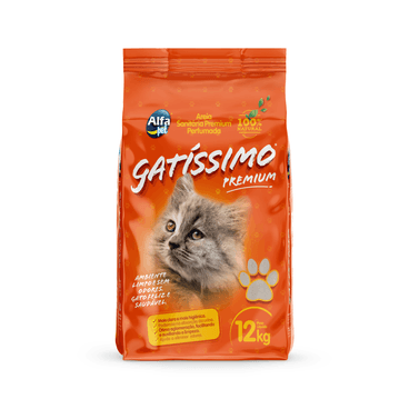 Areia Sanitária Alfapet Gatíssimo Premium Perfumada para Gatos 12kg